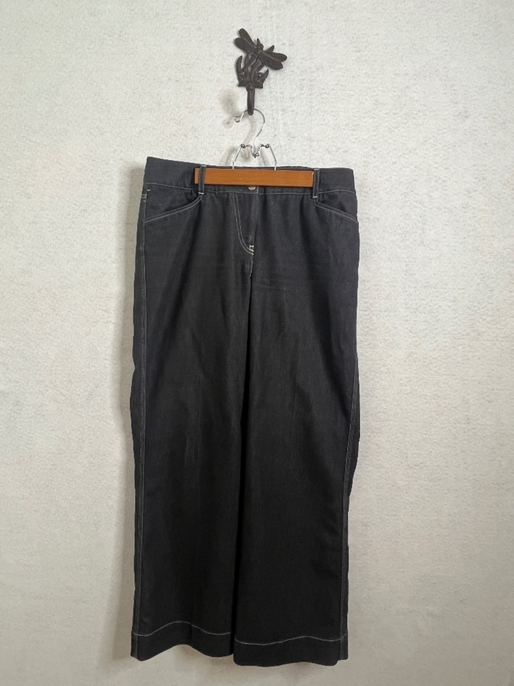 Work to Weekend Dark Wash Wide Leg Jeans Size 10 Contrast Stitch Denim
